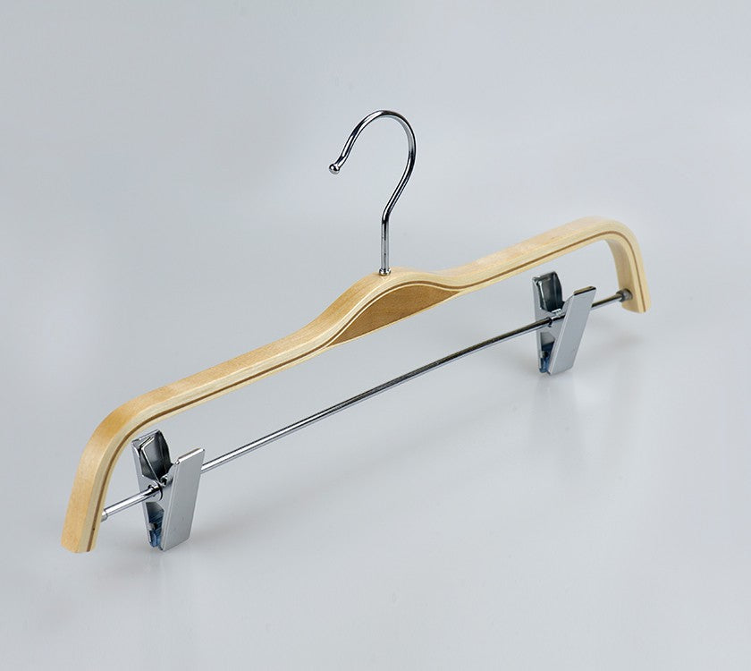 Natural Laminated Pants Hanger with clips