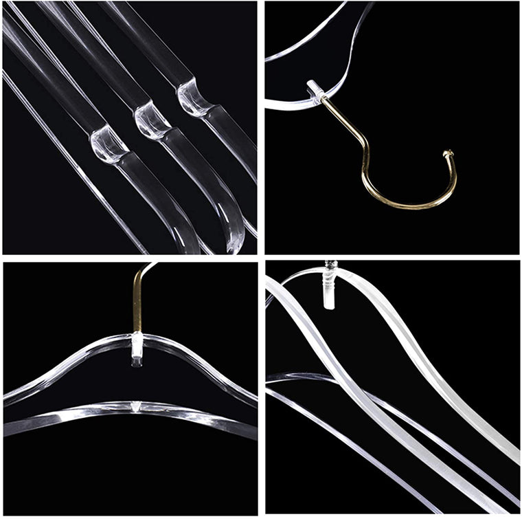 luxury clear acrylic dress hanger with non slip shoulder