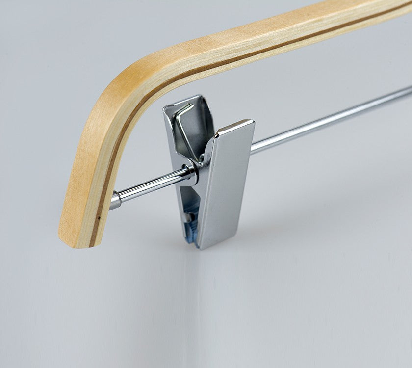 Natural Laminated Pants Hanger with clips
