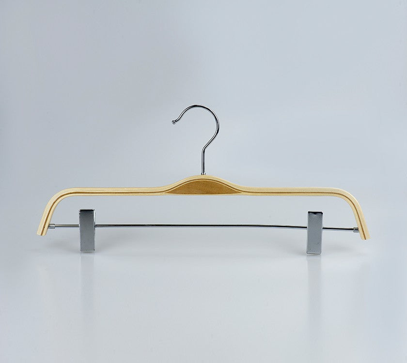 Natural Laminated Pants Hanger with clips