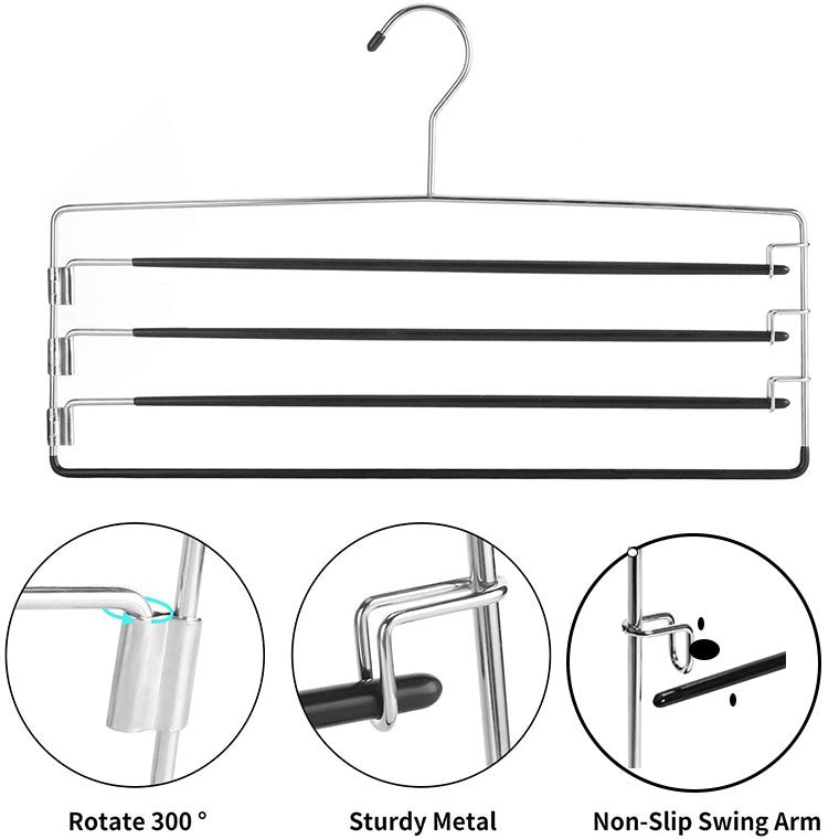 Strong Metal Pants Hanger With 4 Tier Swing Arm