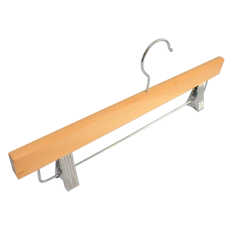 Wholesale Deluxe Wooden Bottom Hanger with Adjustable Clips