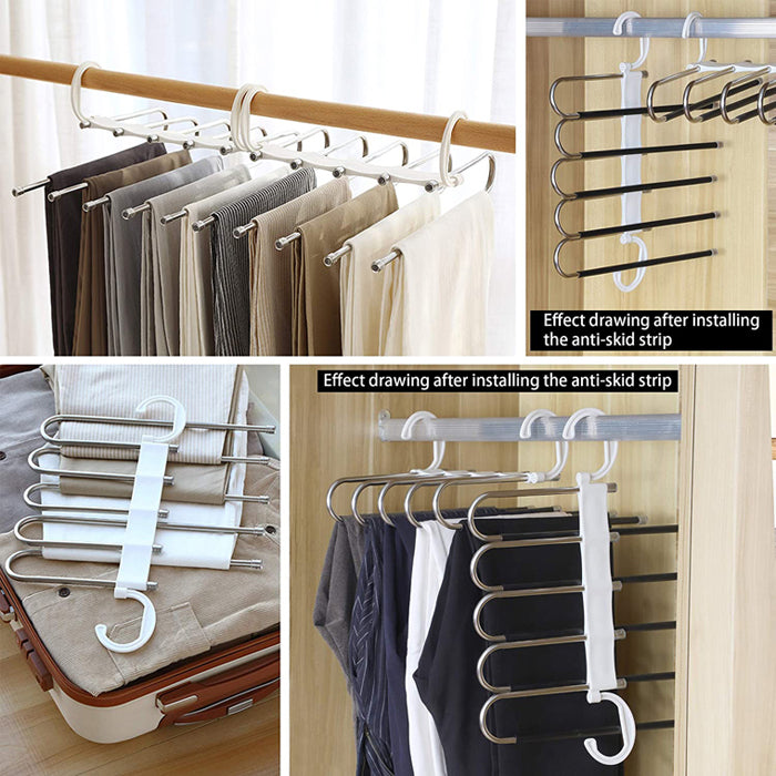 Space Saving 5 layer Multi Functional Metal Pants Hanger