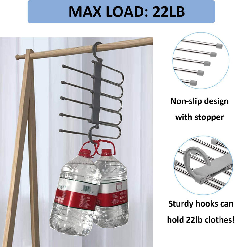 Space Saving 5 layer Multi Functional Metal Pants Hanger